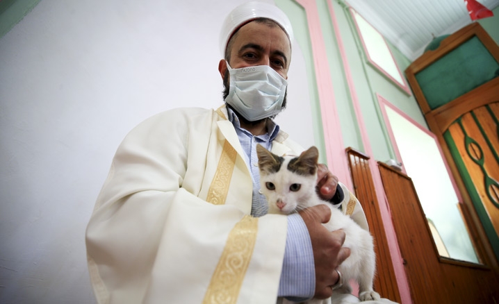 Din görevlisinin hayvan sevgisi kedileri ısıtıyor